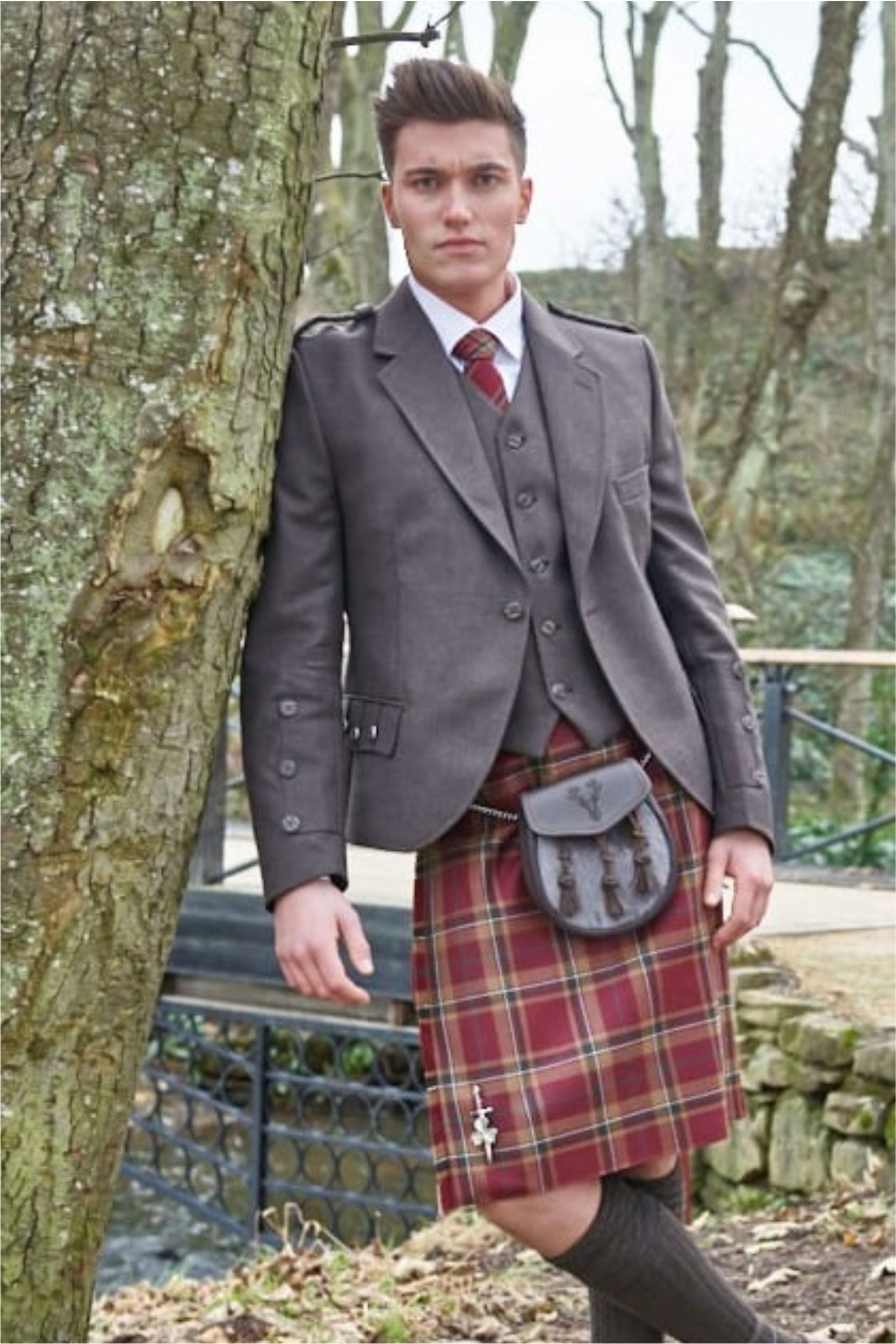 Brown Contemporary Argyle Outfit